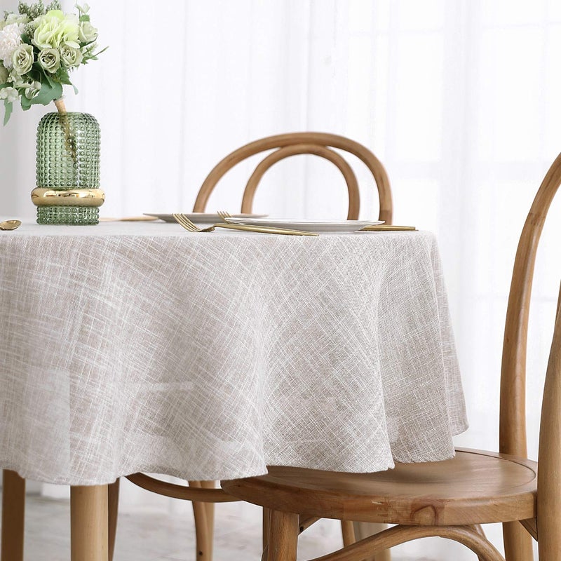 maxmill Flaxy Faux Linen Tablecloth with 2-Tone Slubby Texture Wrinkle Resistant Anti-Shrink Soft Table Cloth for Kitchen Dining Restaurant Tabletop for Event Holiday Dinner Round 70 Inch Linen - Image 2